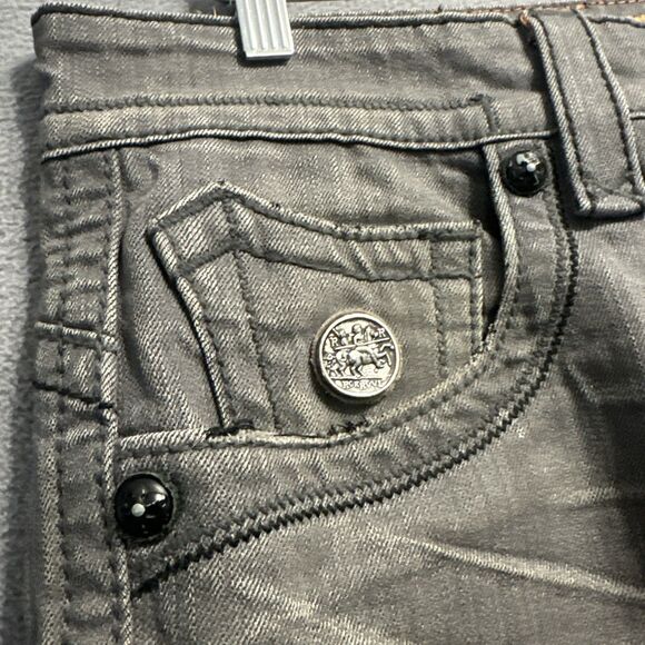 Rock Revival Russell Slim Straight Jeans Mens Size 33 Gray Embroidered - Picture 6 of 13